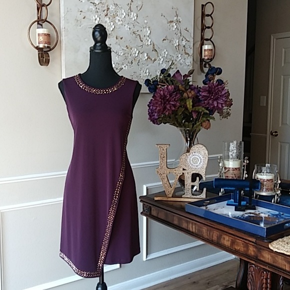 Calvin Klein Purple Aubergine Embellished Cocktail Dress. Size 4 - Picture 14 of 17